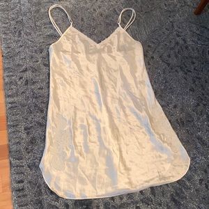 VINTAGE White Slip Dress with Beaded Appliqués Size Large